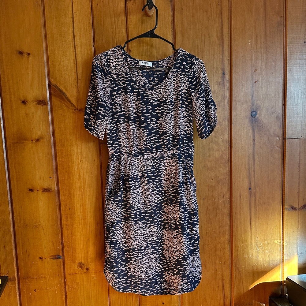 FARHI by Nicole Farhi Women’s Navy Pink Short Sleeved Dress Size S